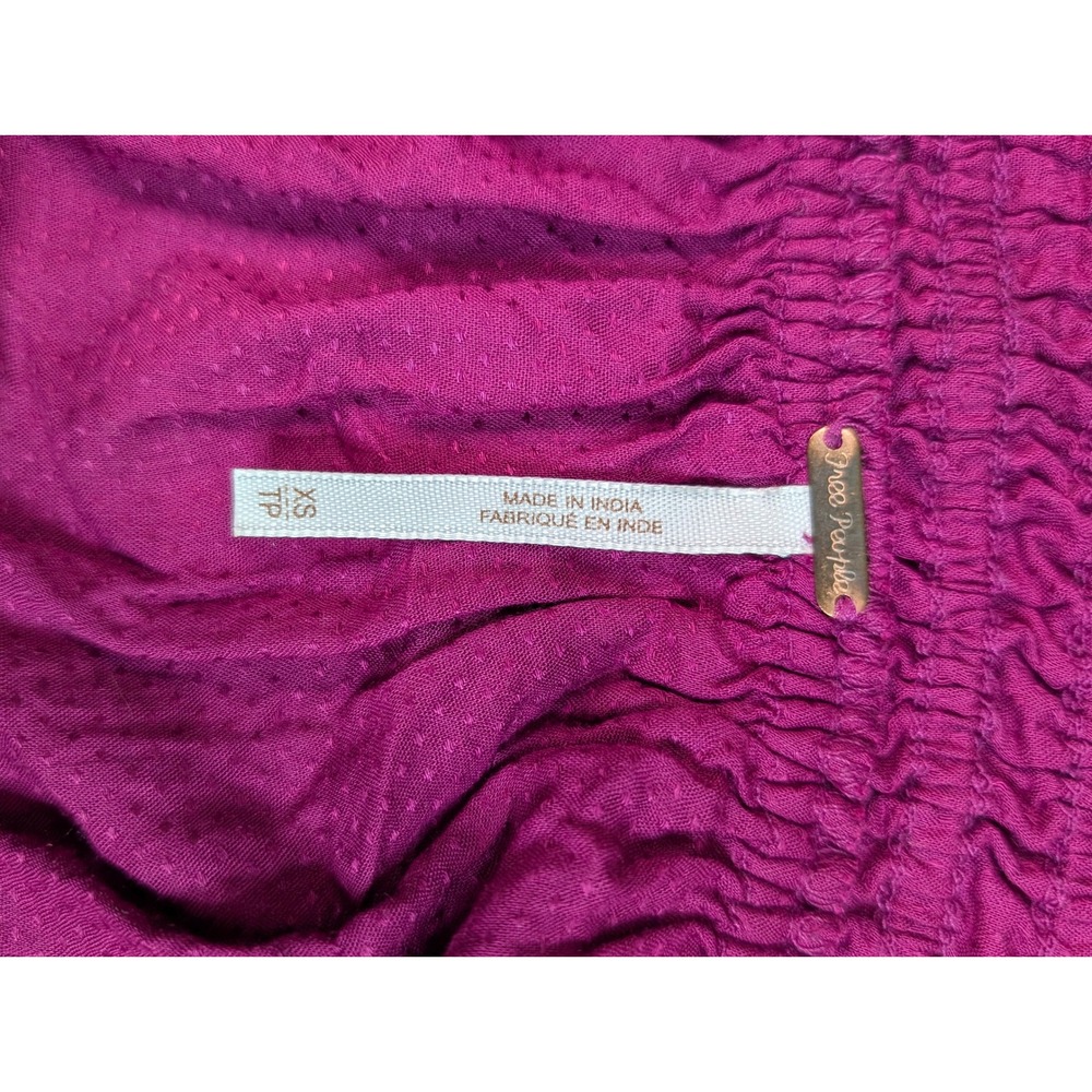 Free People " Free Spirit" Off The Shoulder Top SZ XS Magenta Ruffle Bell Sleeve - Picture 9 of 9